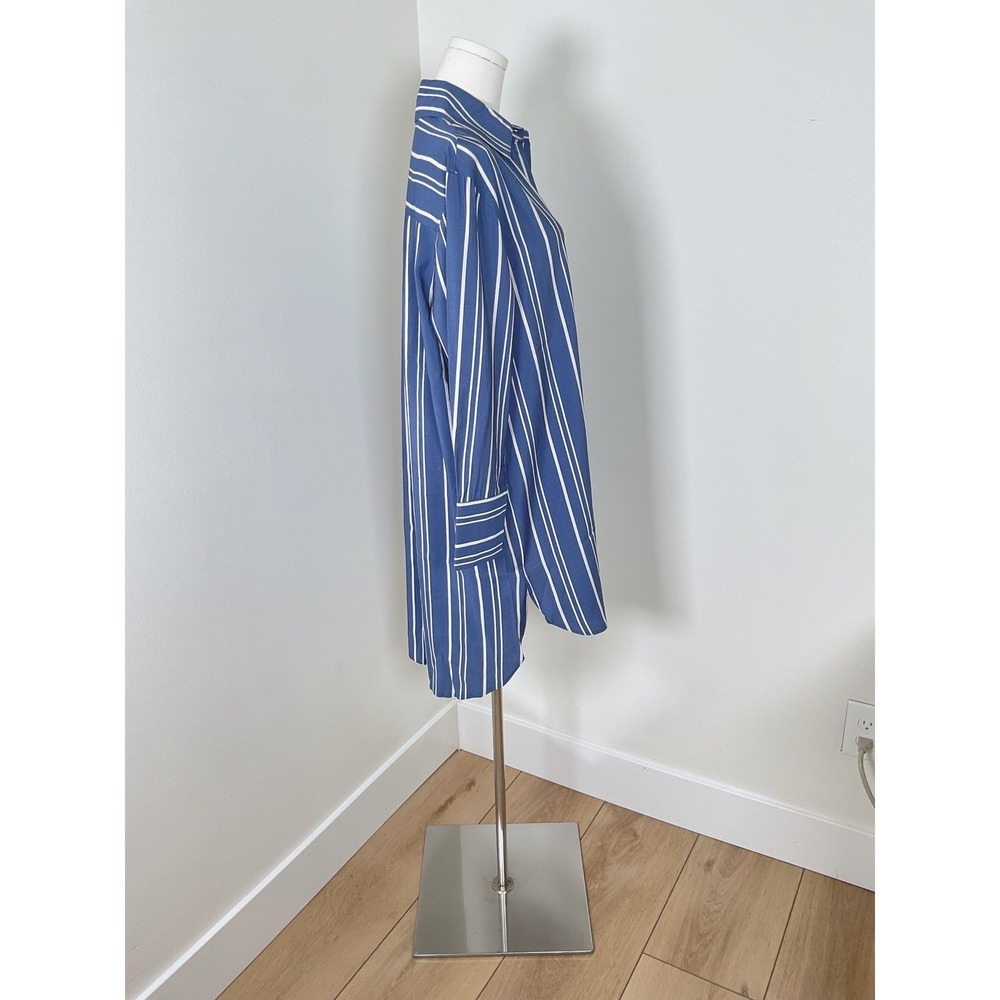Topshop Striped‎ Oversized Shirt Dress Blue White XS Size 0-2 Button Down Career - Picture 9 of 13